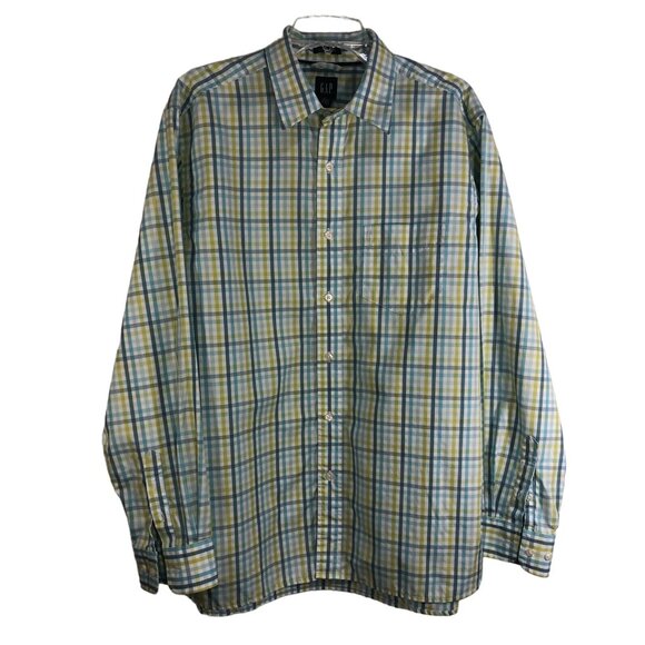 Gap Other - Gap Mens Blue/Green Spring Color Long Sleeve Button Up Shirt Size L (16-16 1/2)